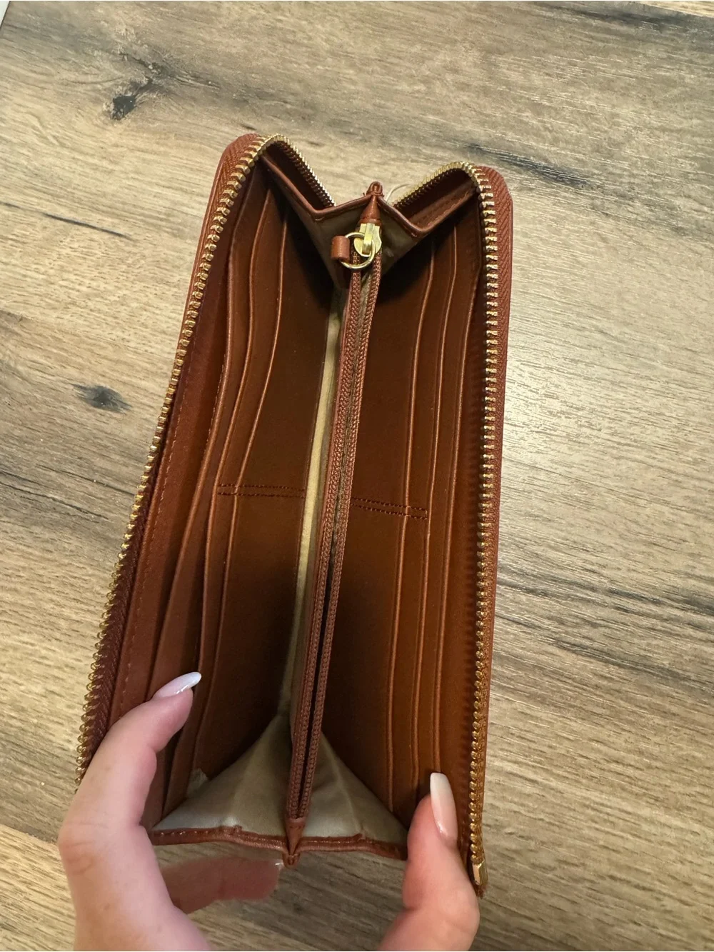 Coach Continental Zip Wallet in Chestnut Brown with Gold Hardware